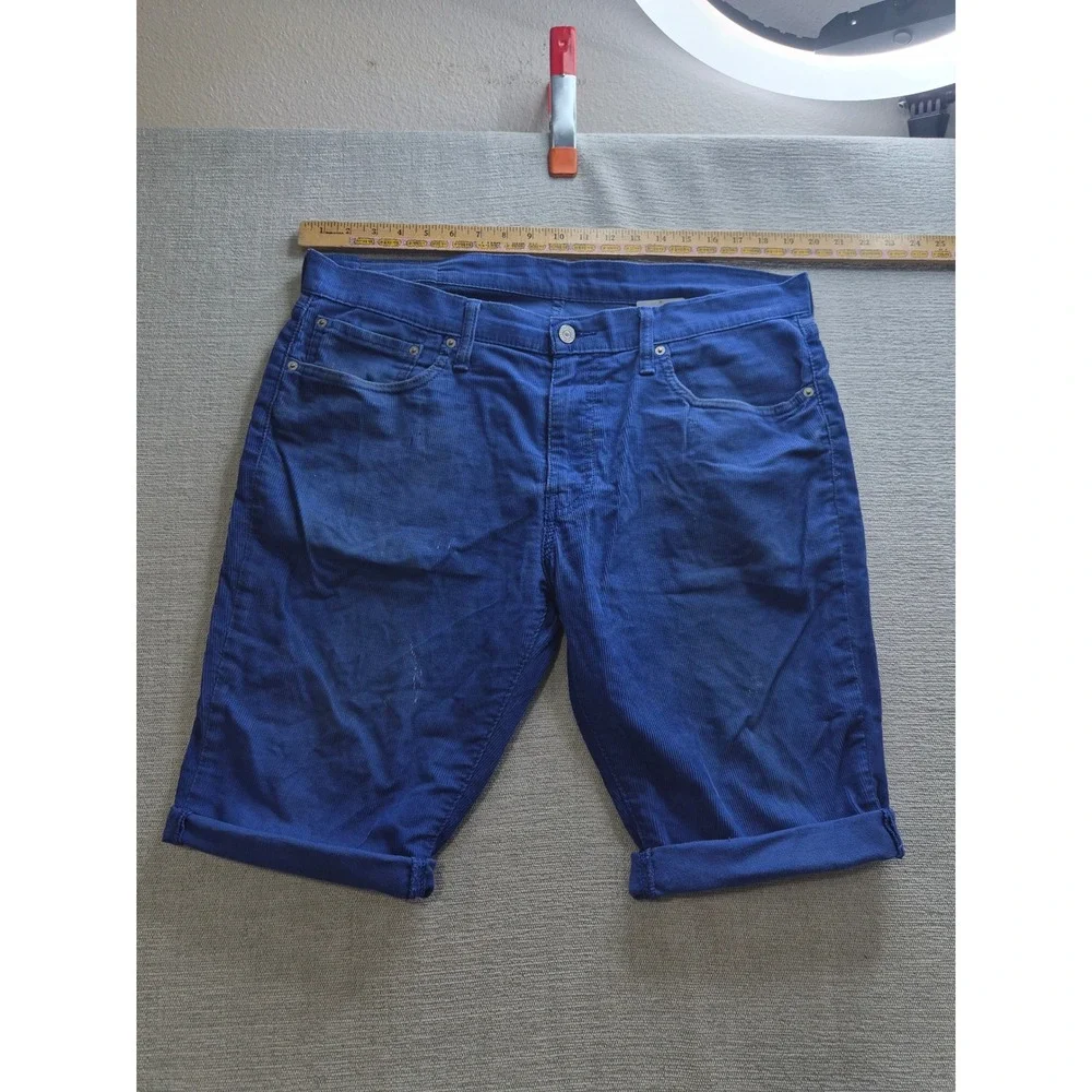 Levi's 511 Slim Shorts Mens 36x32 Royal Blue Corduroy Cuffed Hem Streetwear